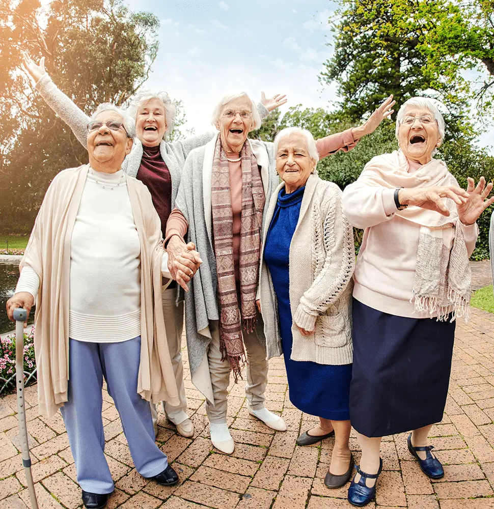 A group of very happy senior women